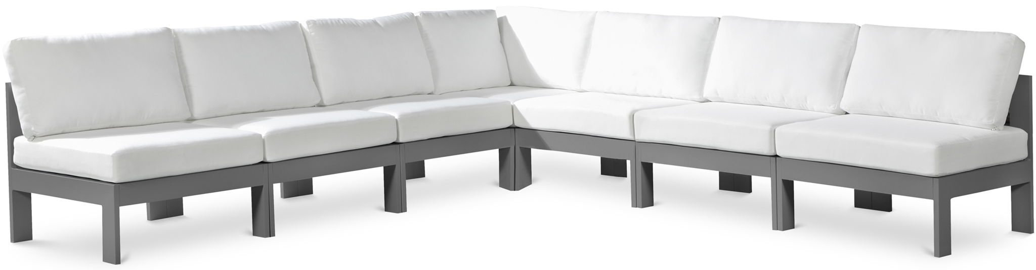 Nizuc - Outdoor Patio 7 Piece Modular Sectional With Gray Frame