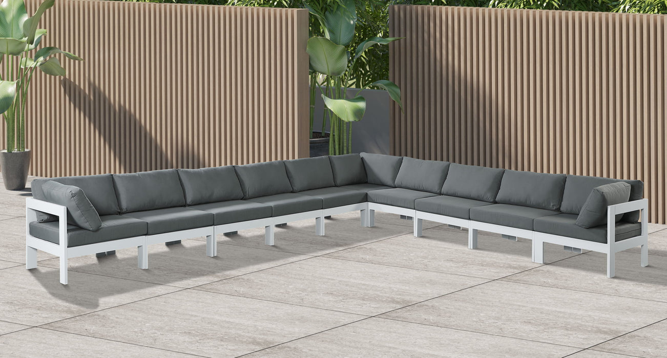 Nizuc - Outdoor Patio 10 Piece Modular Sectional With White Frame