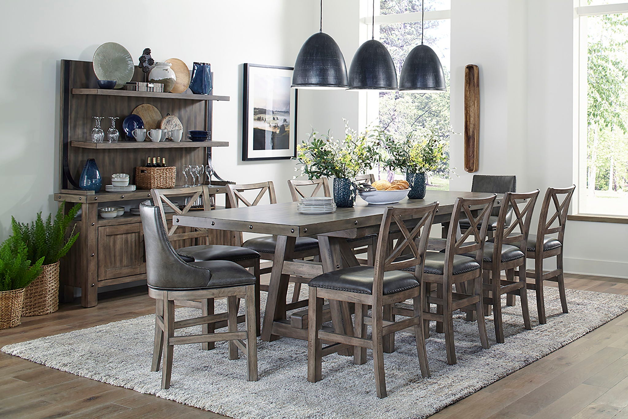 Lodge Dining - Counter Height Extendable Dining Table - Siltstone