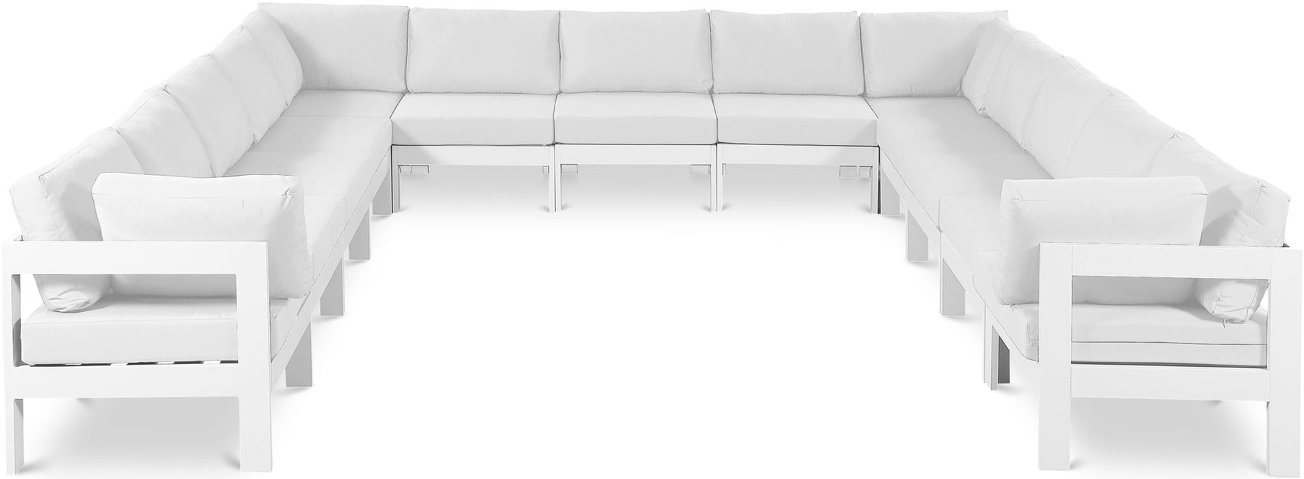 Nizuc - Outdoor Patio 13 Piece Modular Sectional With White Frame