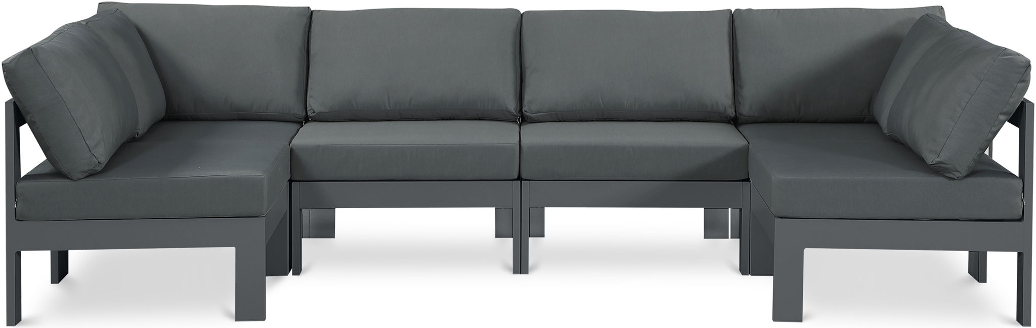 Nizuc - Outdoor Patio 6 Piece Modular Sectional With Gray Frame