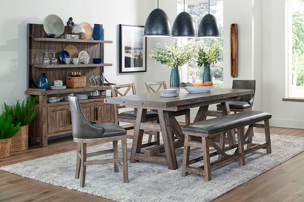 Lodge Dining - Faux Leather Swivel Counter Sling Chair (Set of 2) - Siltstone