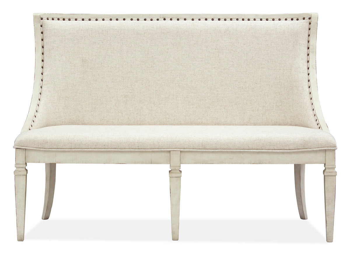 Newport - Bench With Upholstered Seat & Back - Alabaster