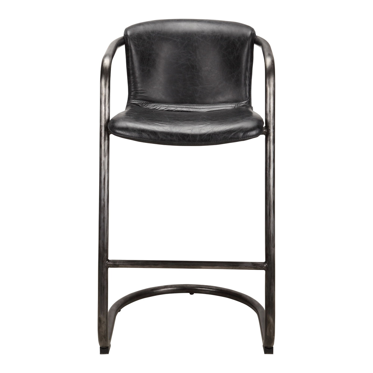 Freeman - Leather Barstool (Set of 2) - Onyx Black