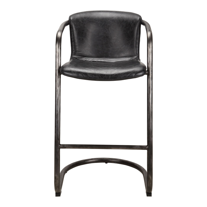 Freeman - Leather Barstool (Set of 2) - Onyx Black