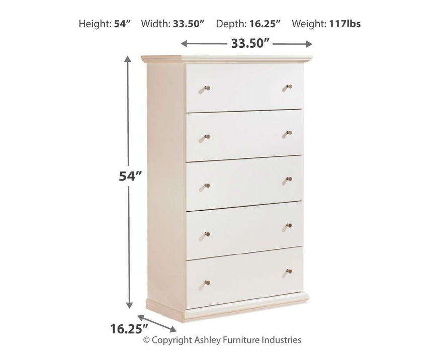 Bostwick Shoals - Five Drawer Chest - White