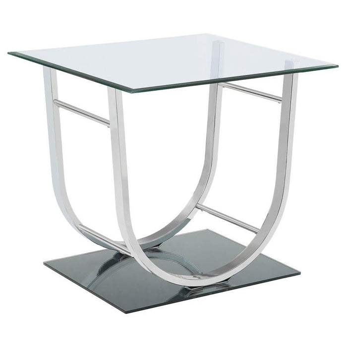 Danville - Square U-Shaped Glass Top Side End Table - Chrome