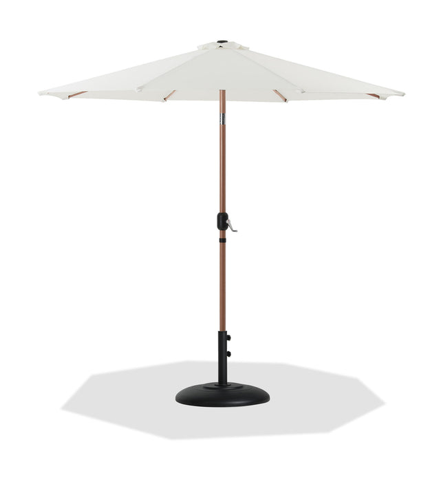 Fiji - Aluminum Patio Umbrella With Round Black And Teak Base