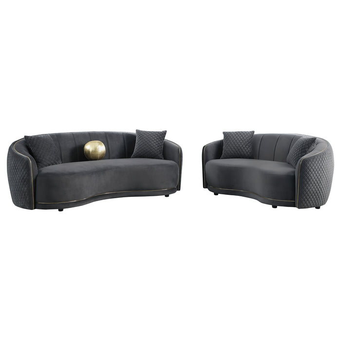 Brookside - 2 Piece Velvet Upholstered Sofa Set - Dark Gray