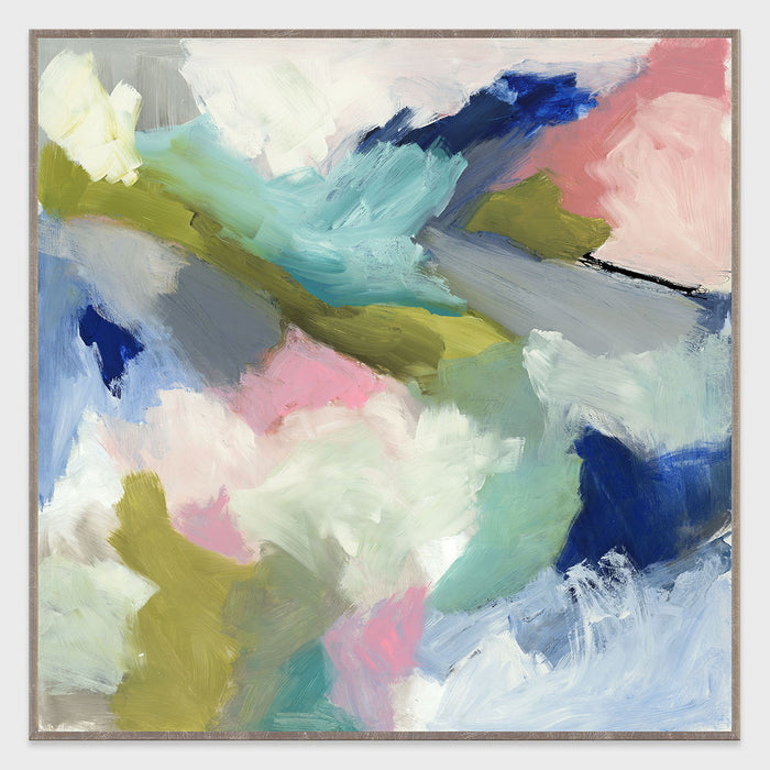 Blithe - 48" x 48" Canvas Art - Blue & Pink