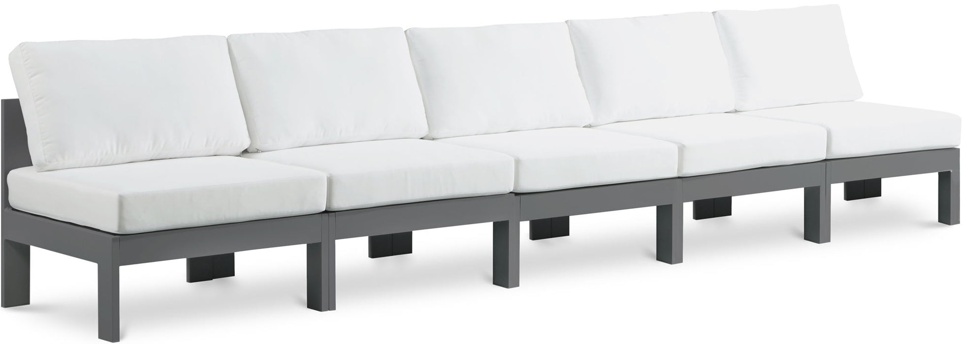 Nizuc - Outdoor Patio 5 Seat Modular Armless Sofa With Gray Frame