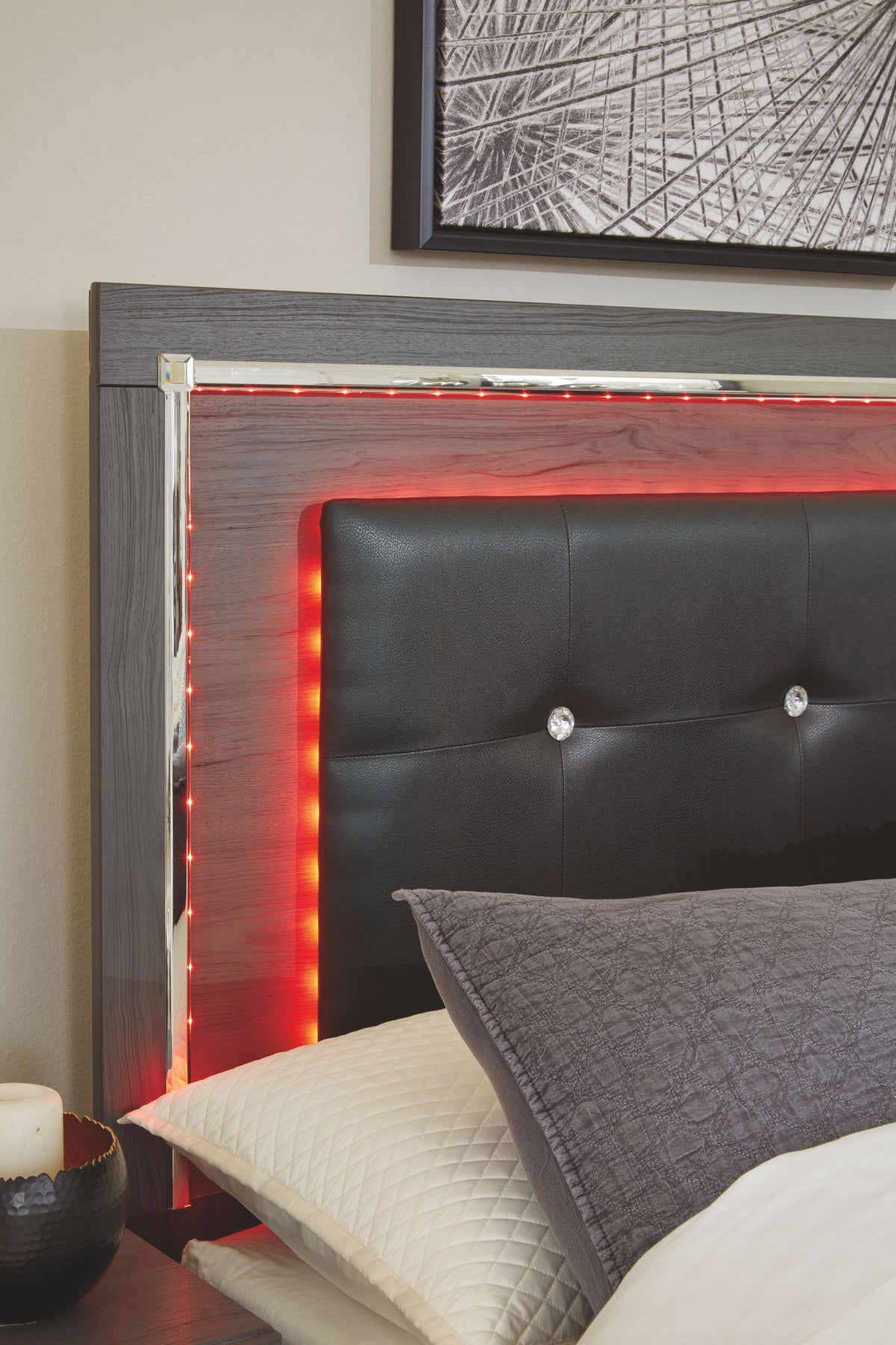 Lodanna - Queen Upholstered Panel Headboard with Bolt on Bed Frame - Gray