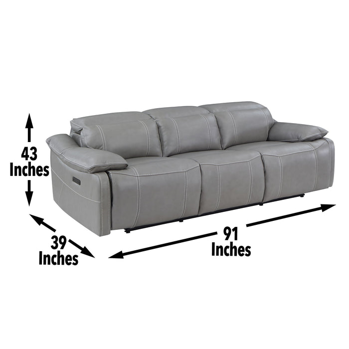 Alpine - Leather Dual Power Sofa - Smoke