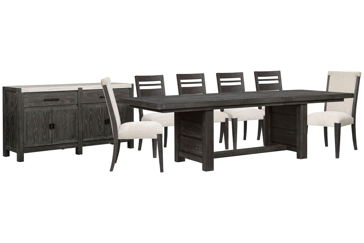 Plum Creek - 8 Piece Extendable Trestle Dining Table Set