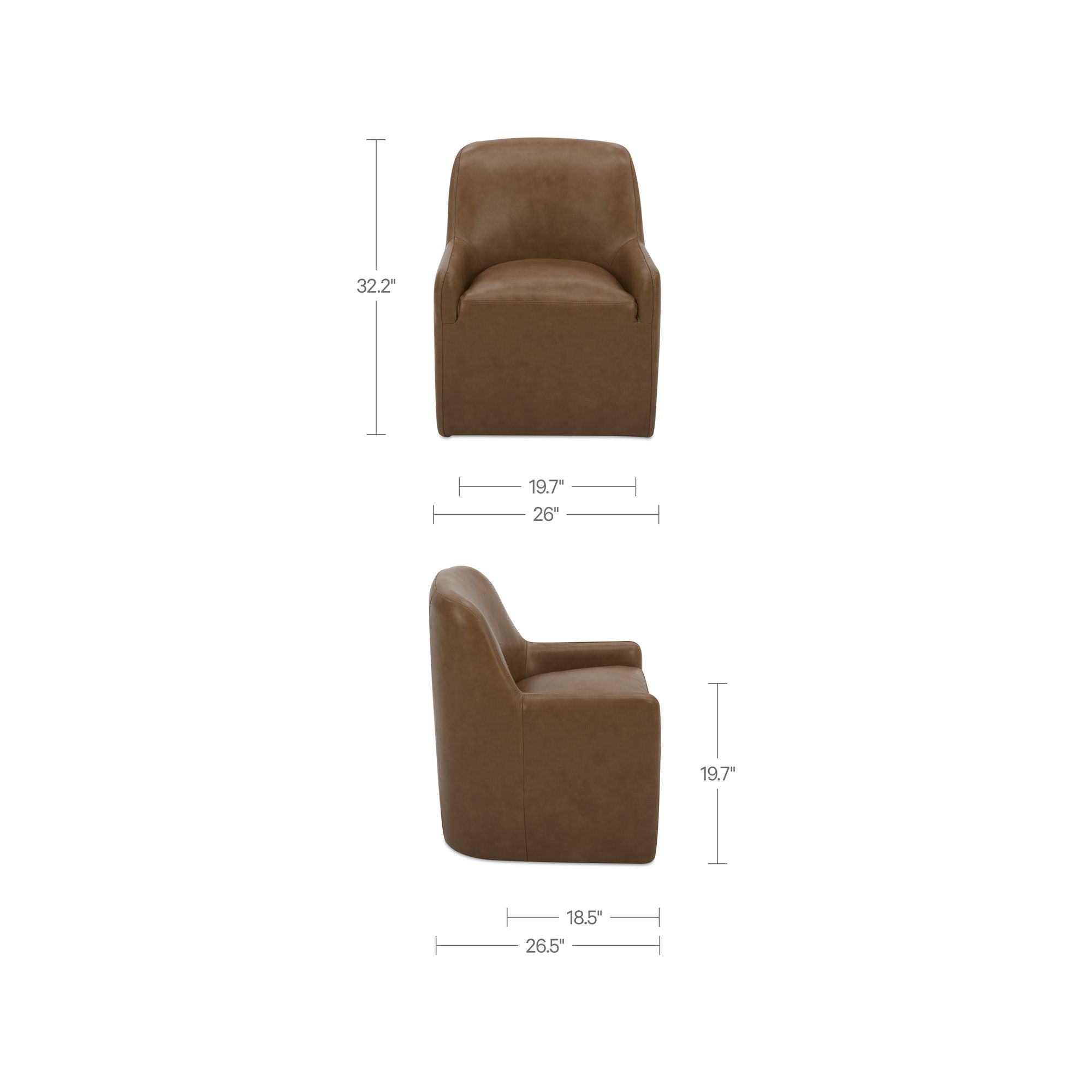 Maisie - Rolling Dining Chair Leather - Tan