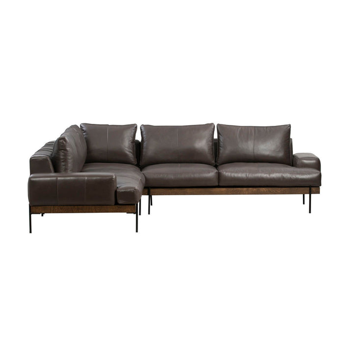 Largo - Leather Sectional Sofa - Brown