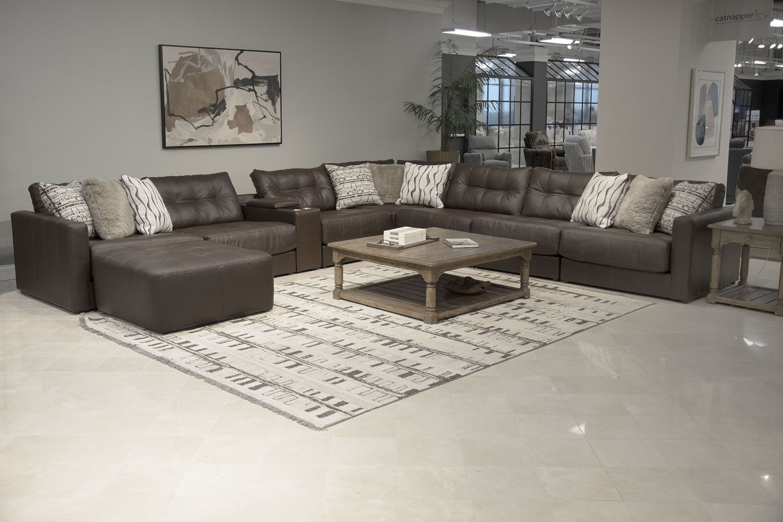 Siena - 9 Piece Modular Sectional With Cuddler Seat Cushions And Included Accent Pillows And Cocktail Ottoman - Chocolate