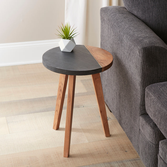 Caspian - Round Accent End Table - Brown