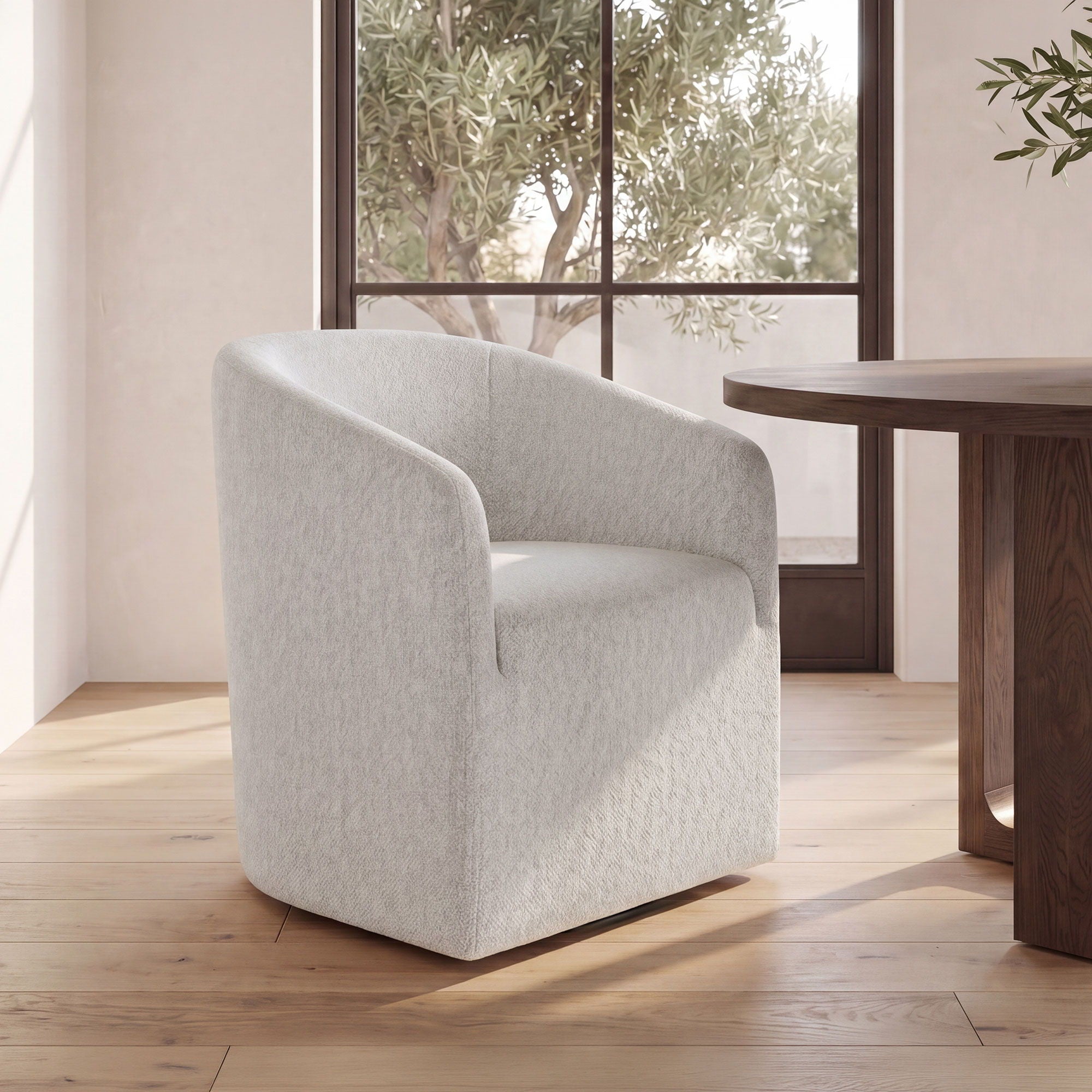 Sandy - Rolling Dining Chair - Off White