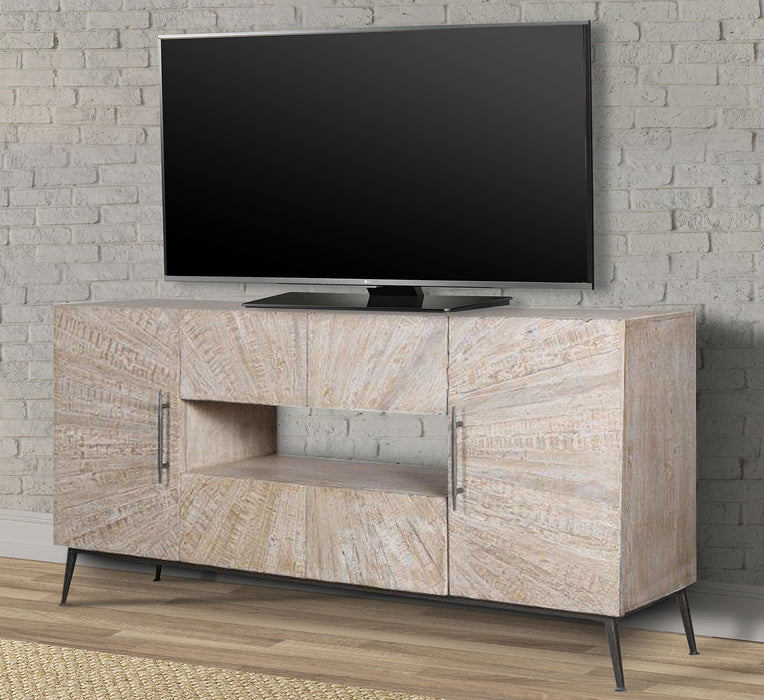 Crossings Monaco - TV Console - Weathered Blanc