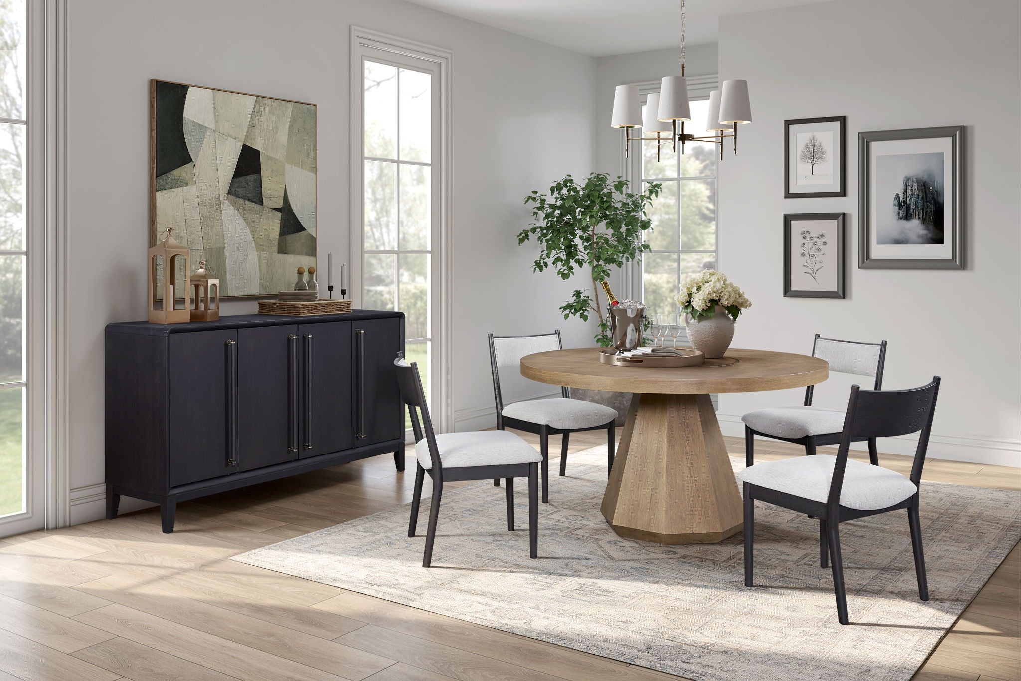 Elure - Round Dining Table With Lazy Susan - Latte