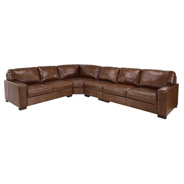 Beckham Chestnut Leather 4-Piece Sectional