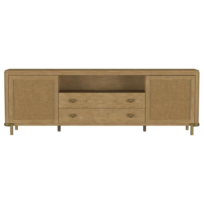 Arini - Rattan Cane 2-Door TV Stand Media Console - Sand Wash