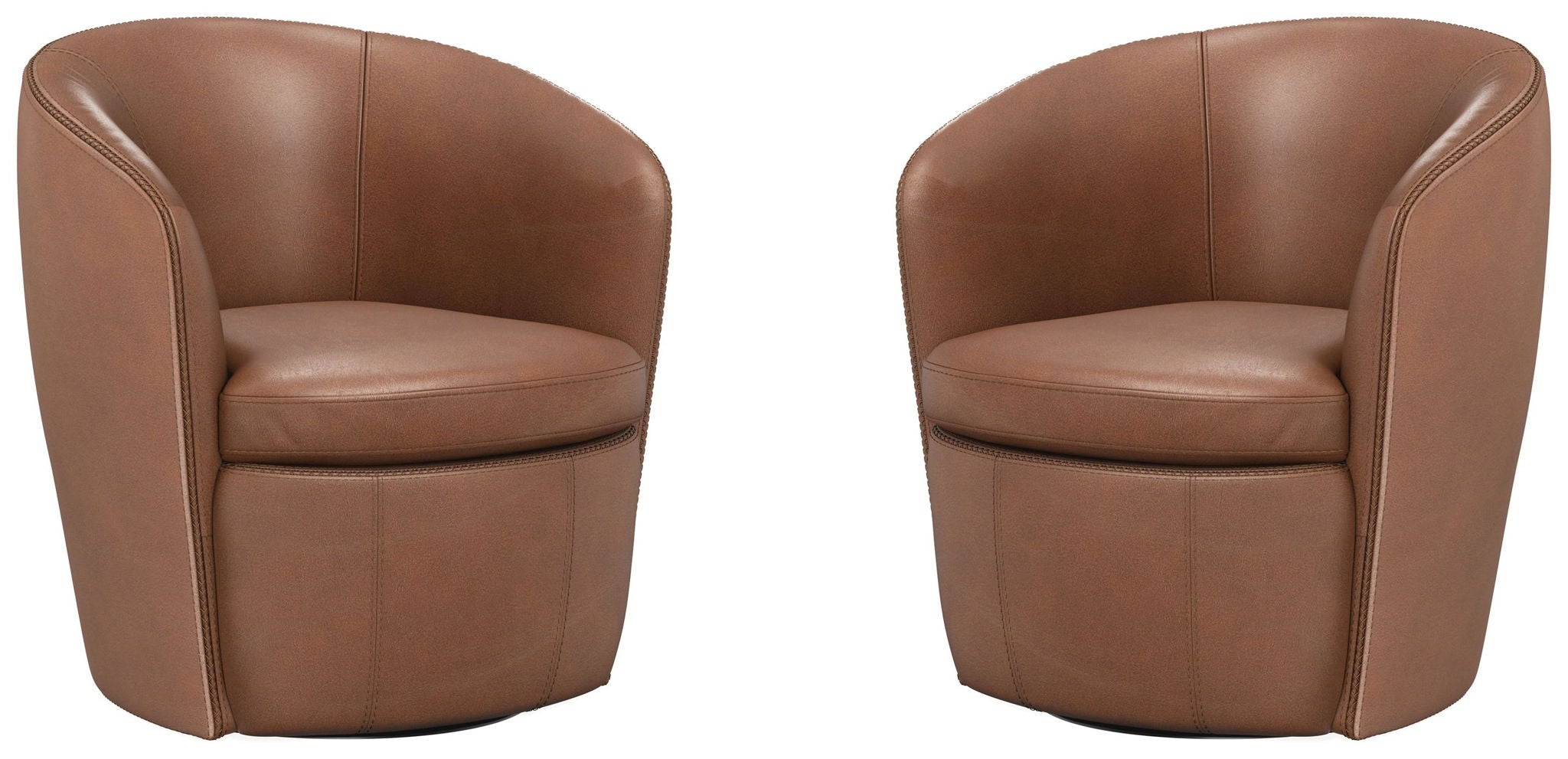 Barolo - 100% Italian Leather Swivel Club Chair (Set of 2)