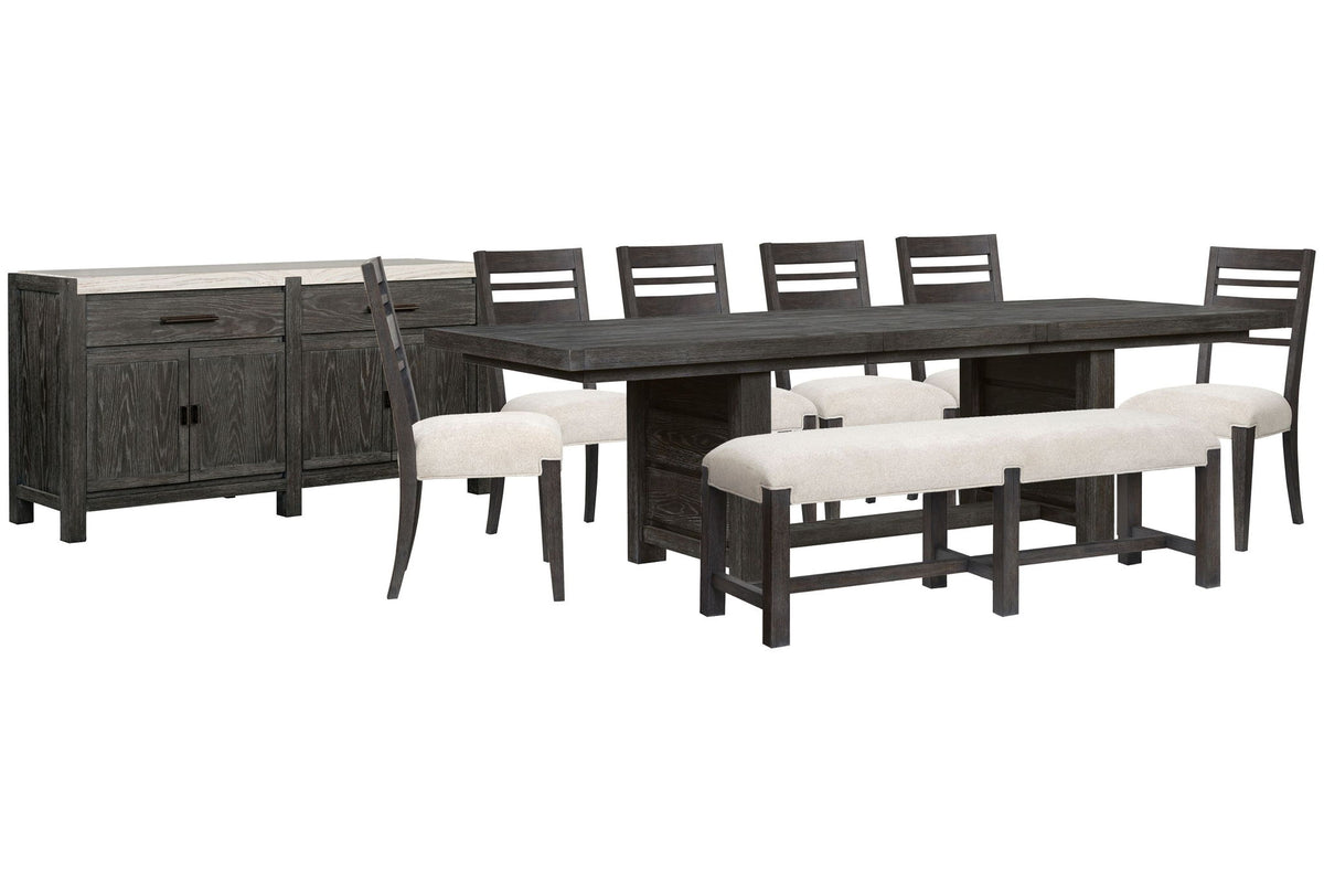 Plum Creek - 9 Piece Extendable Trestle Dining Table Set