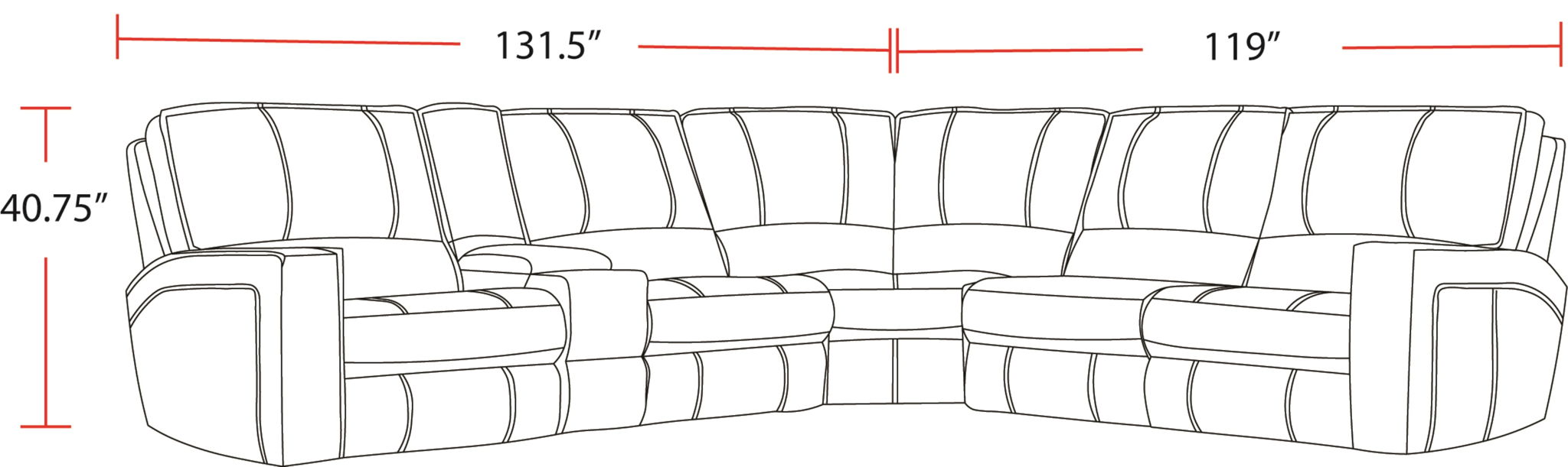 Rockford - 6 Piece Modular Power Reclining Sectional