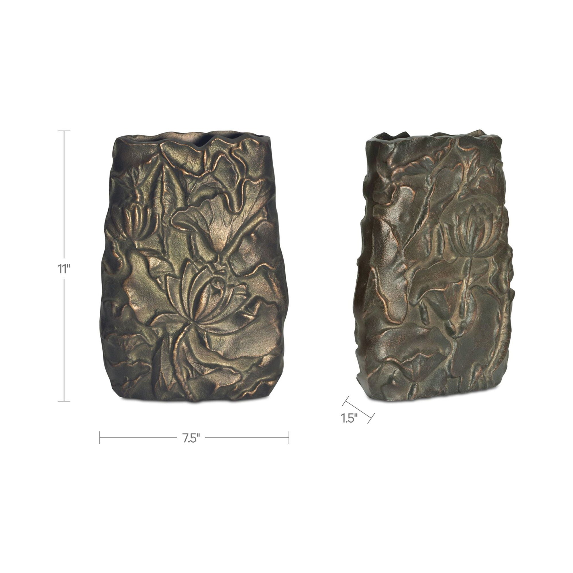 Sabine - Cast Aluminum Vase - Antique Brass