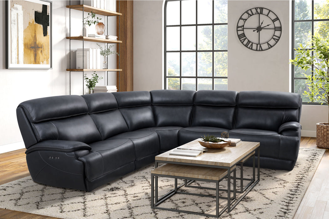 Forum - 5 Piece Modular Power Reclining Sectional with Power Headrests - Blueberry