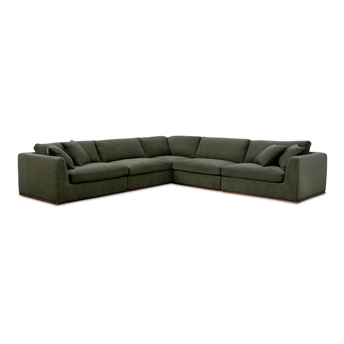 Rue - Classic L Modular Sectional - Dark Green