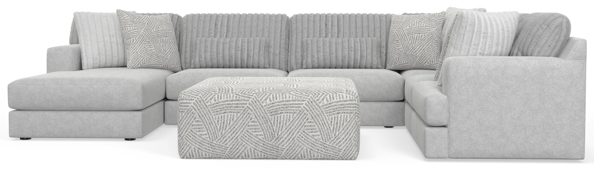 Logan - Upholstered Sectional With Comfort Coil Seating - 46" Cocktail Ottoman And Accent Pillows Included