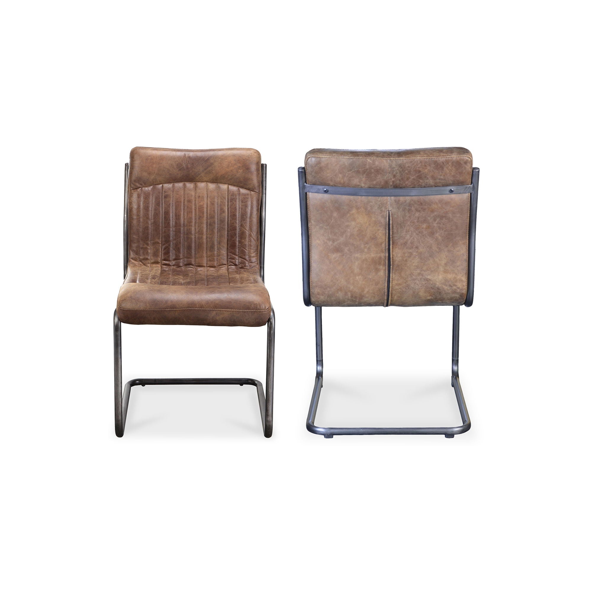 Ansel - Leather Dining Chair (Set of 2) - Grazed Brown