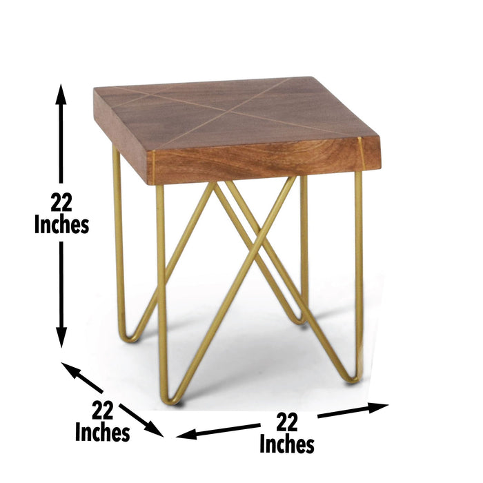 Walter - Brass Inlay End Table - Brown