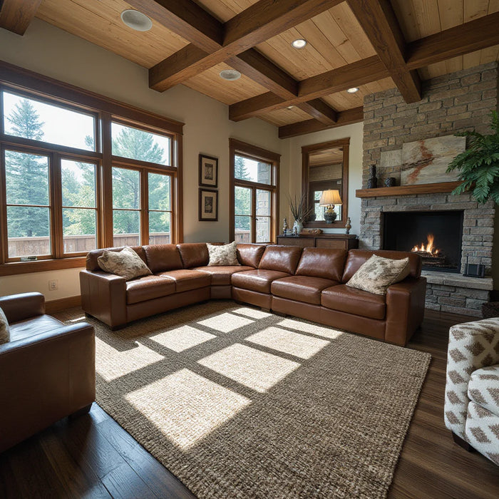 Beckham Chestnut Leather 4-Piece Sectional