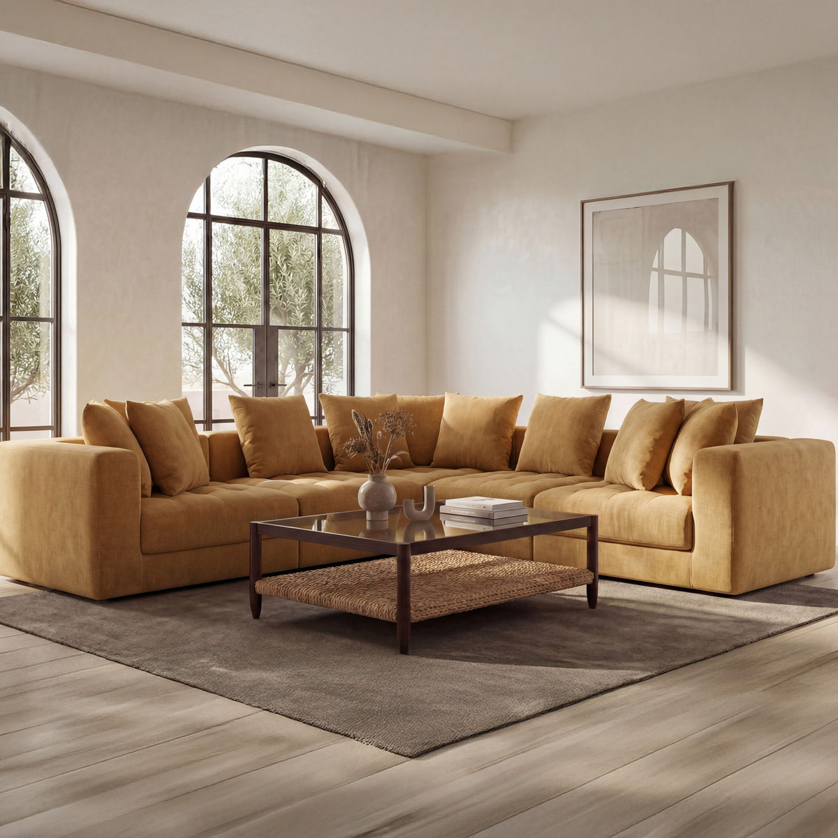 Davie - Corner Chair - Golden Yellow