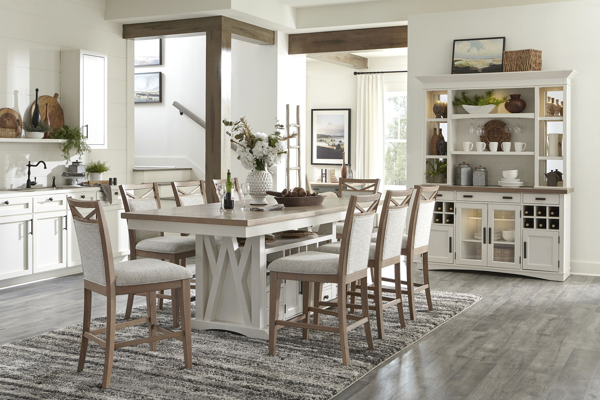 Americana Modern Dining - Upholstered Fabric Counter Chair (Set of 2) - Cotton