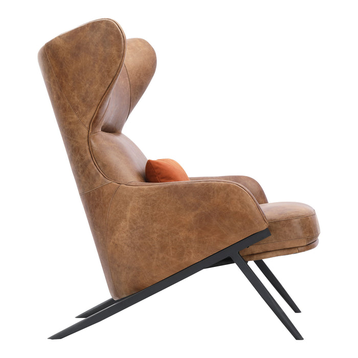 Amos - Leather Accent Chair - Brown