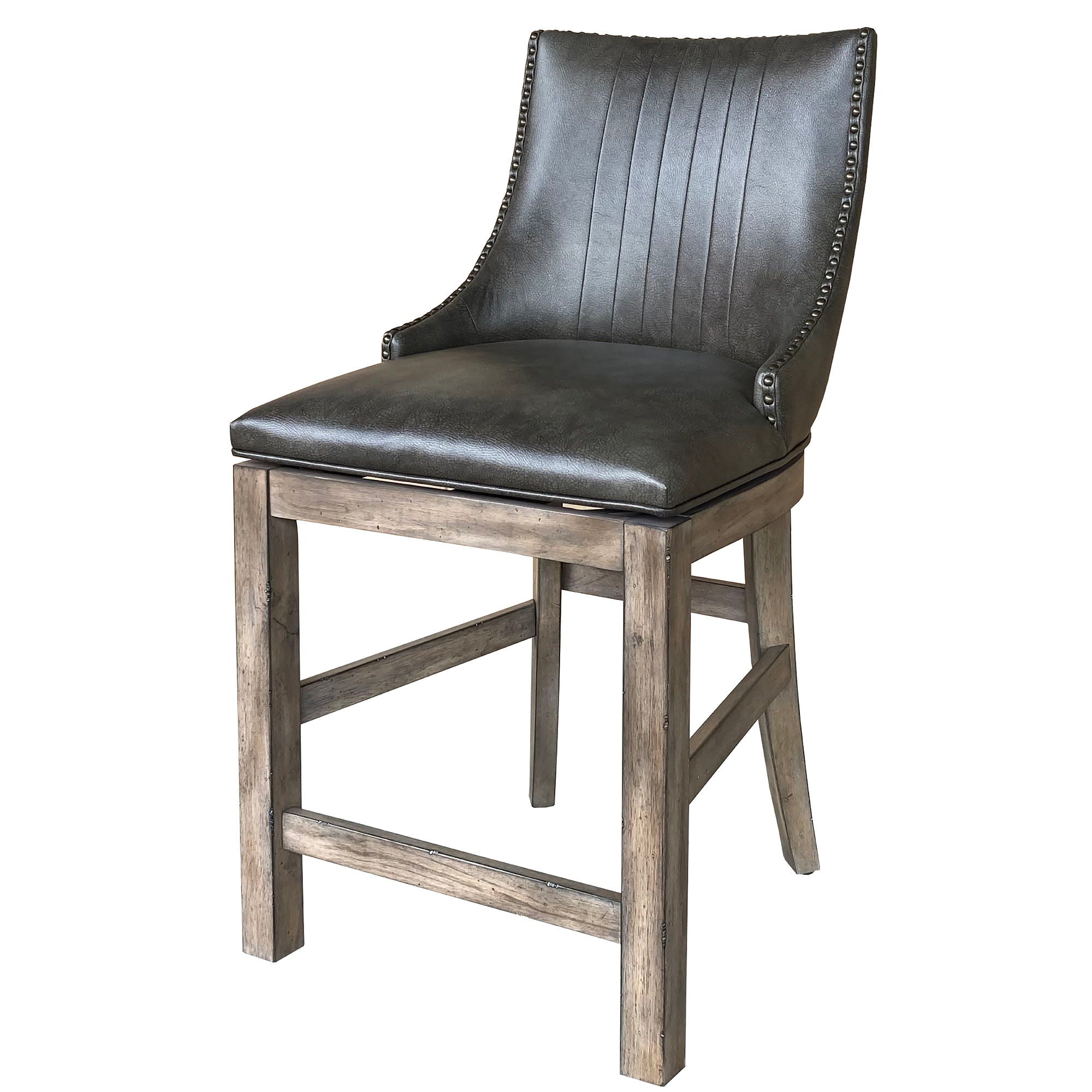 Lodge Dining - Faux Leather Swivel Counter Sling Chair (Set of 2) - Siltstone