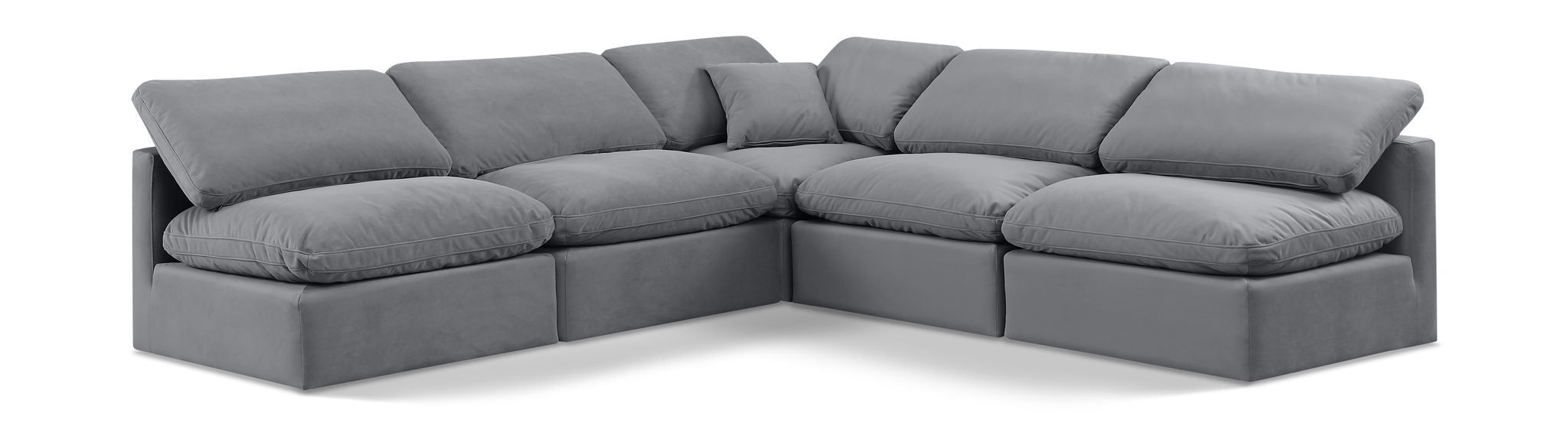 Indulge - Velvet 5 Piece Modular Corner Armless Sectional