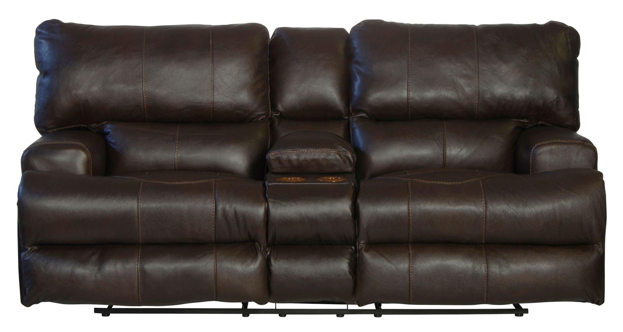 Wembley - Italian Leather Match Power Lay Flat Reclining Console Loveseat With Power Adjustable Headrest & Lumbar - Chocolate