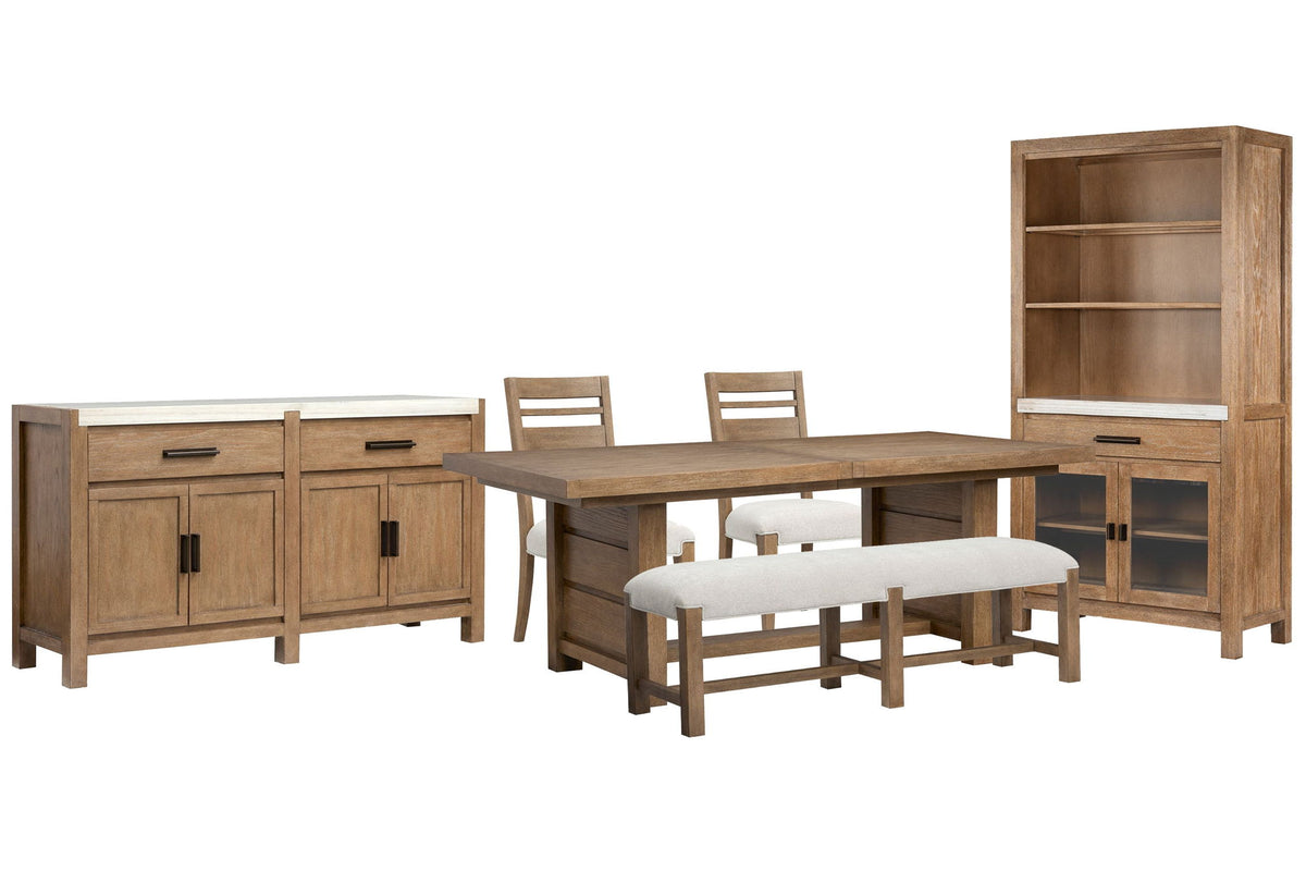 Plum Creek - 6 Piece Extendable Trestle Dining Table Set