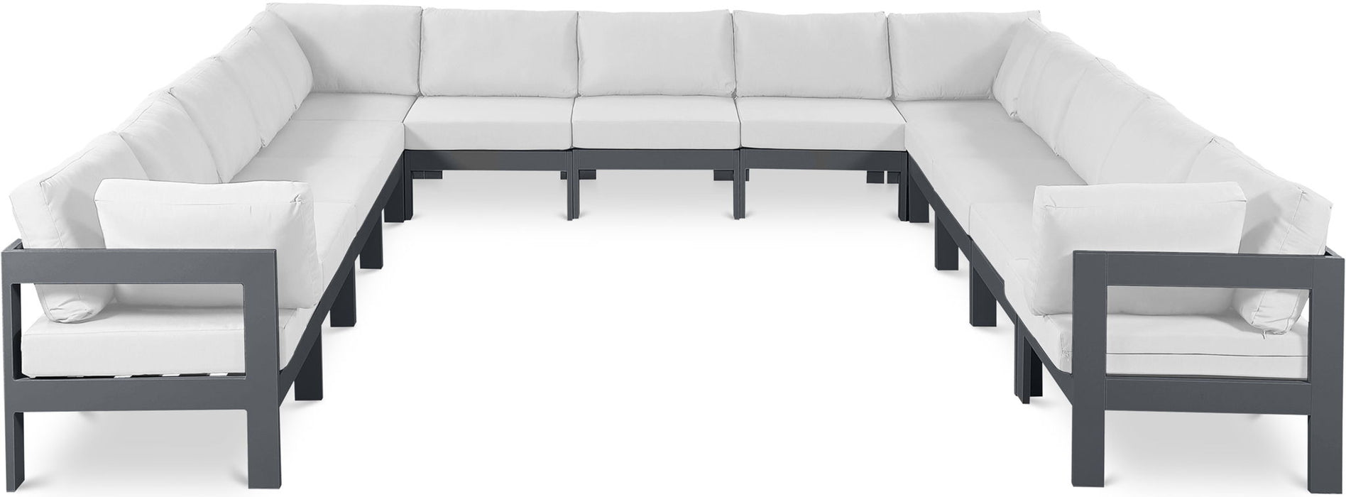 Nizuc - Outdoor Patio 13 Piece Modular Sectional With Gray Frame