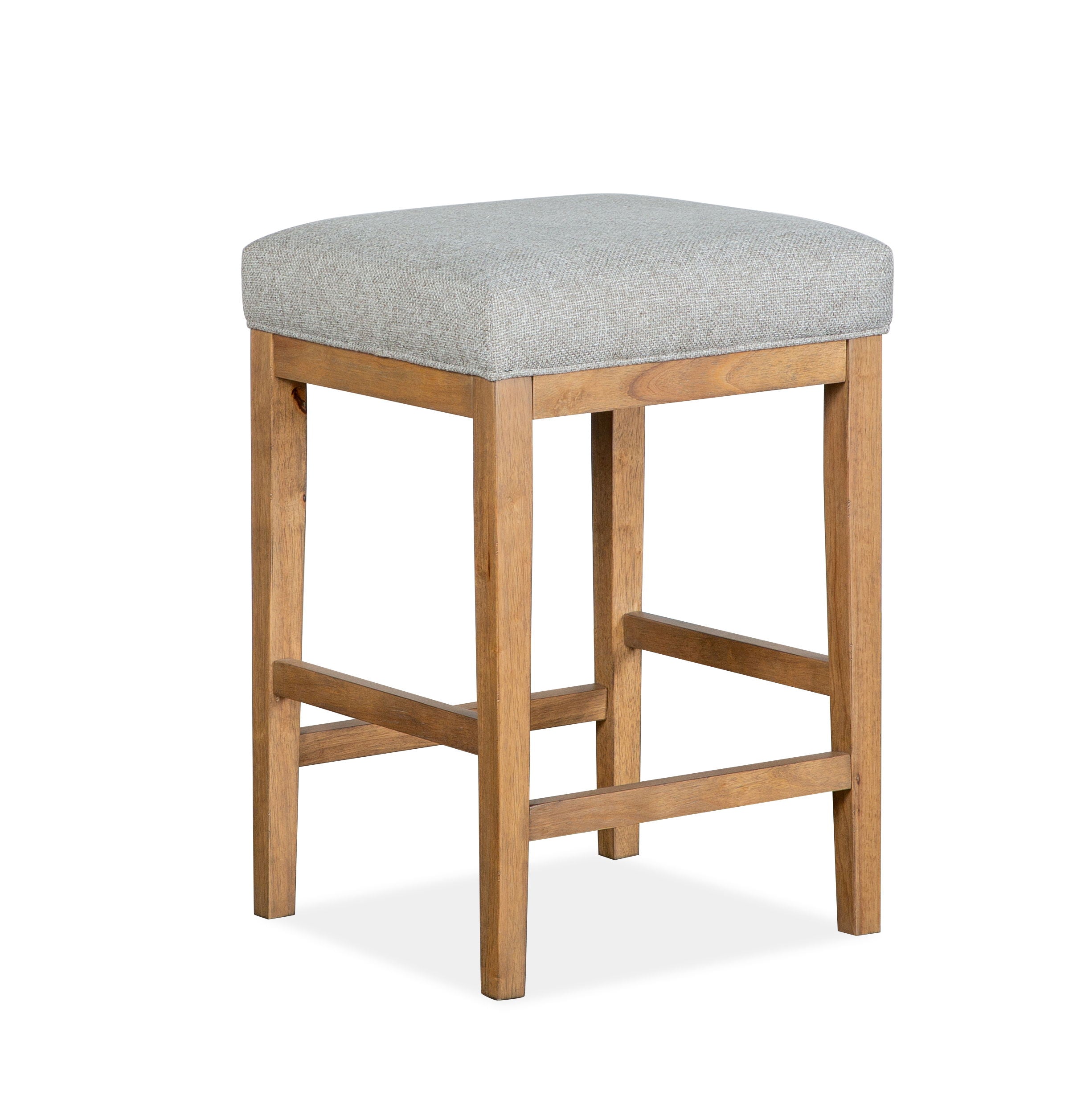 Lindon - Stool With Gray Upholstered Seat - Belgian Wheat