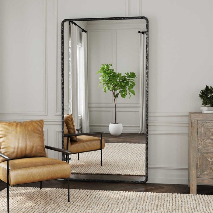 Howell - Rectangular Mirror Hammered Metal - Black