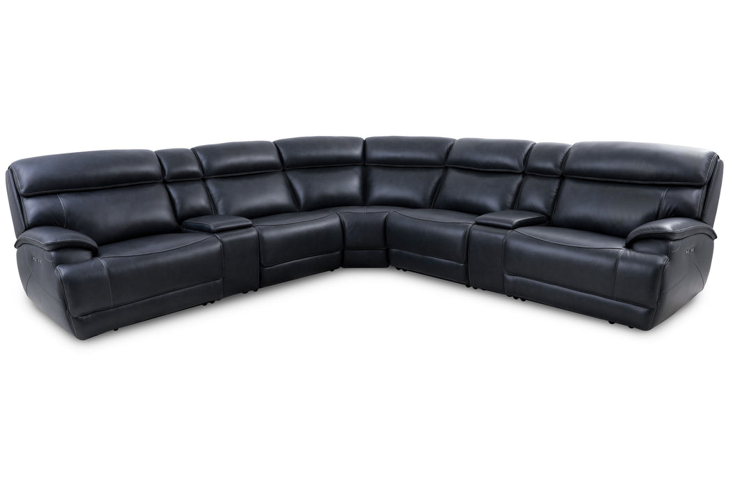 Forum - 7 Piece Modular Power Reclining Sectional with Power Headrests - Blueberry