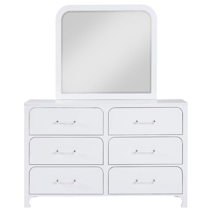 Anastasia - 6-Drawer Dresser With Mirror - Pearl White