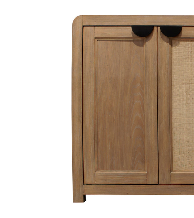 Escape - Console With Reversible Panel Doors - Glazed Natural Oak / Natural Cane